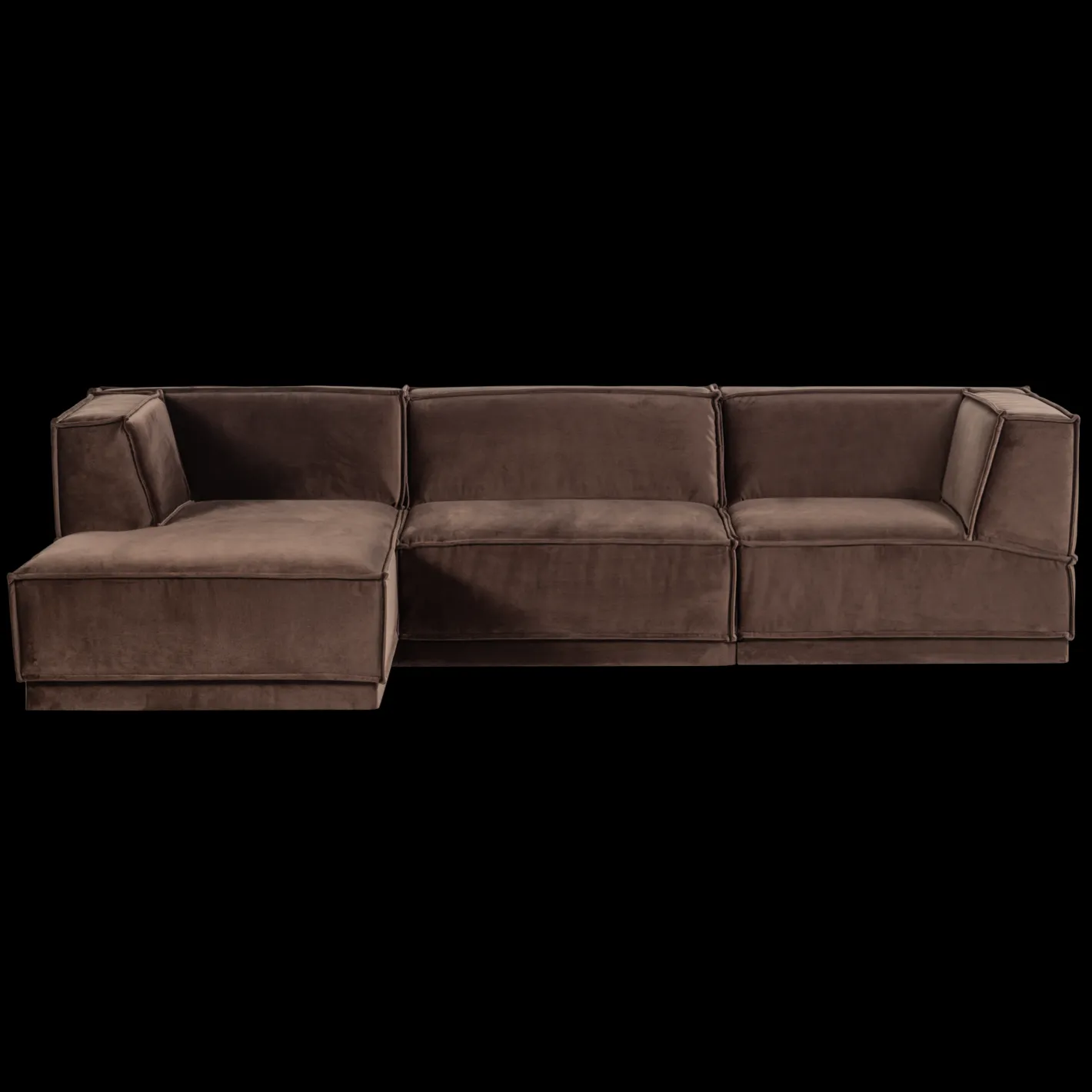 New WOOOD Manu Velvet Hoekbank Bruin