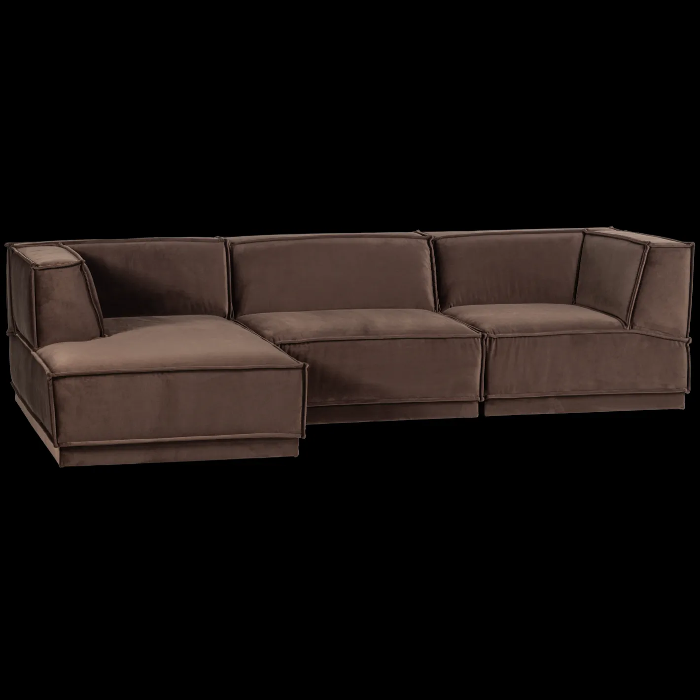 New WOOOD Manu Velvet Hoekbank Bruin