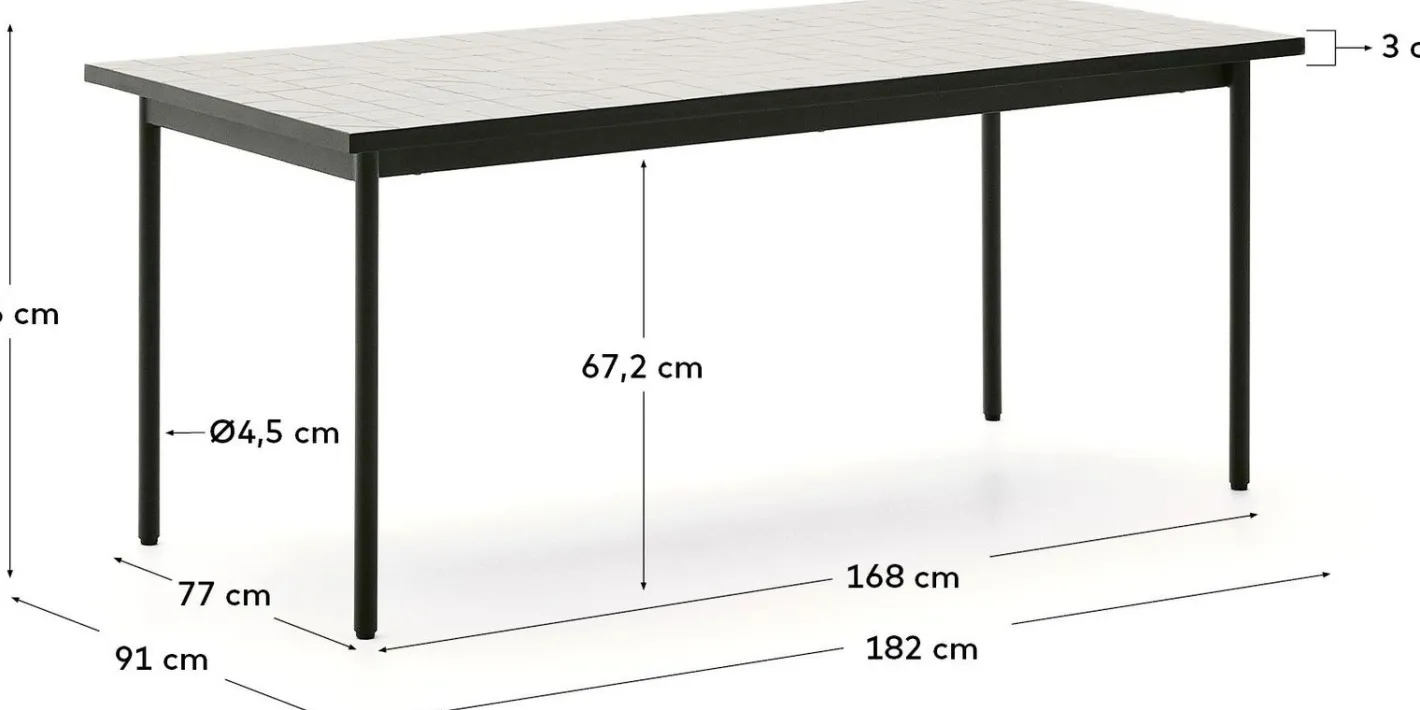 Online Kave Home Maurina Ecru Tuintafel Donkergroen, Ecru