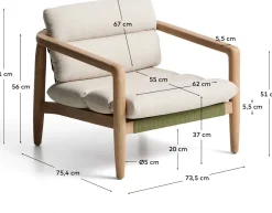 New Kave Home Menfi Outdoor Fauteuil Beige, Groen