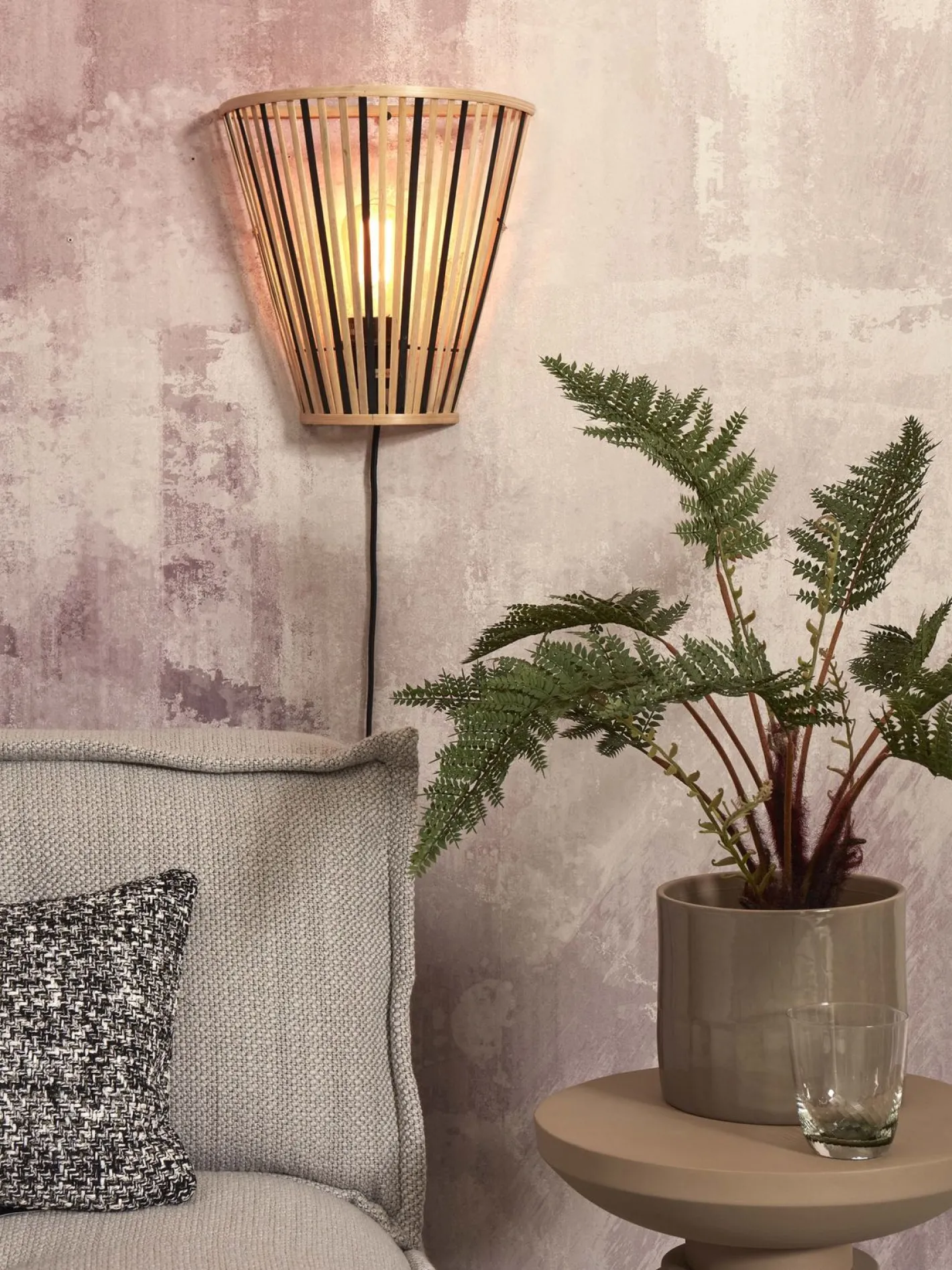 Good&Mojo Merapi Wandlamp Natural, Black