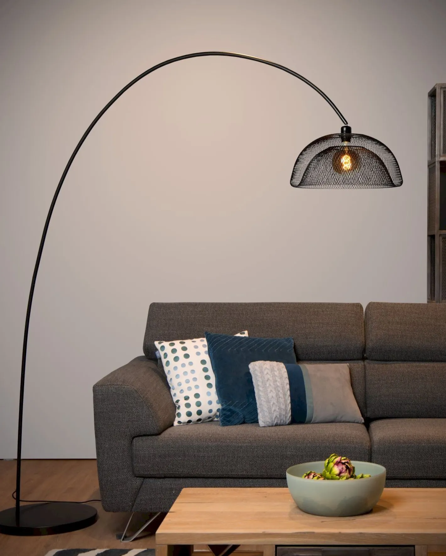Clearance Lucide Mesh Boog Vloerlamp Zwart