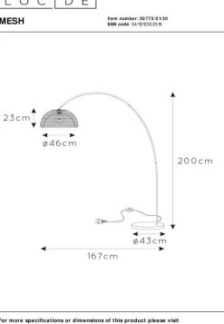 Clearance Lucide Mesh Boog Vloerlamp Zwart