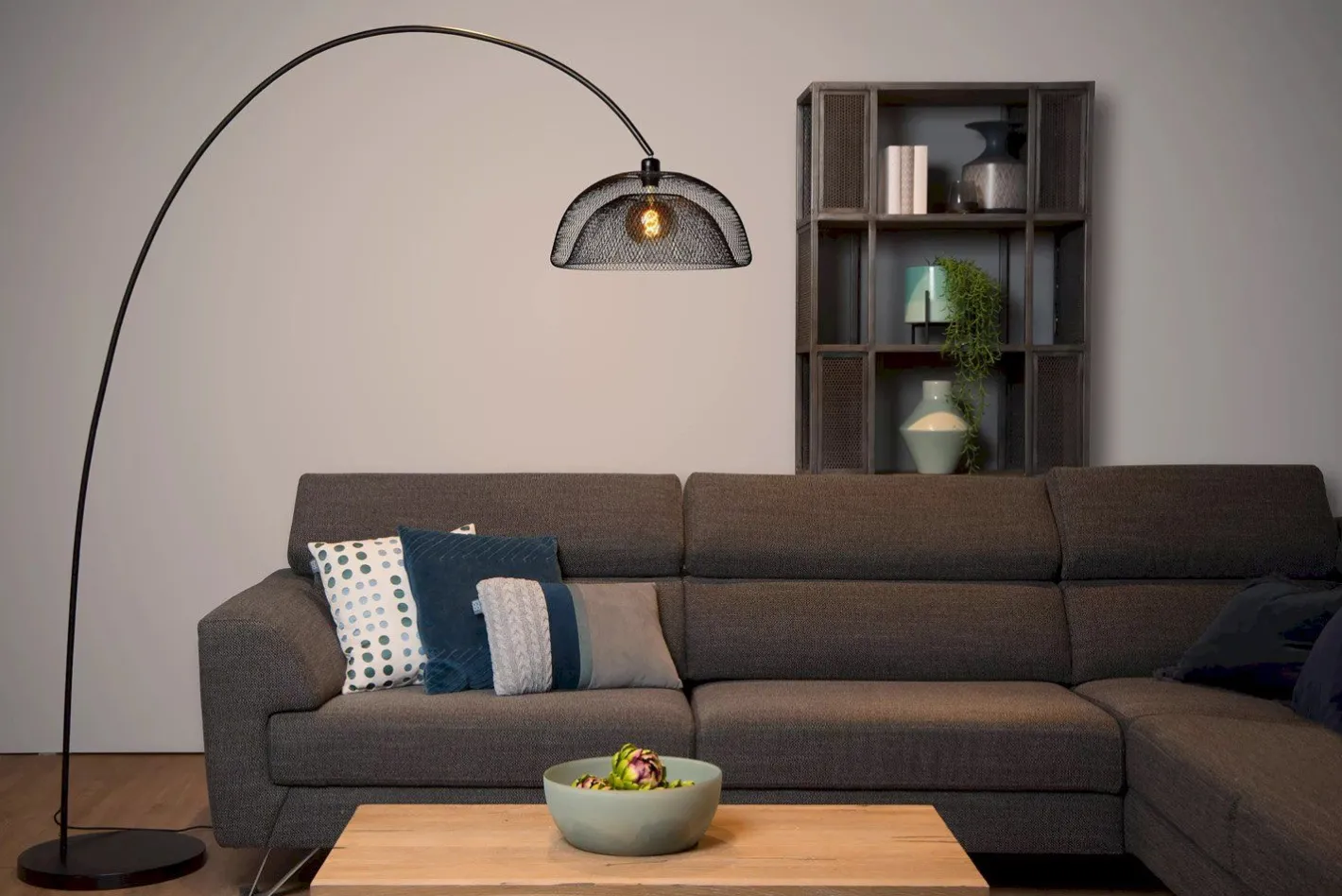 Clearance Lucide Mesh Boog Vloerlamp Zwart