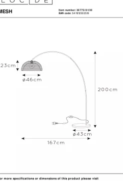 Clearance Lucide Mesh Boog Vloerlamp Zwart