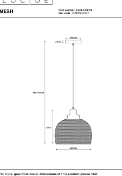 Outlet Lucide Mesh Hanglamp Zwart