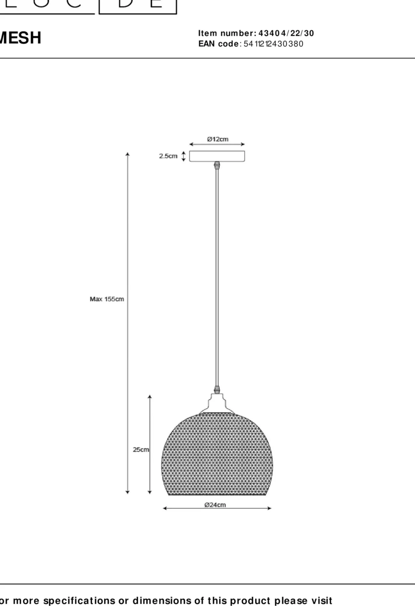 Hot Lucide Mesh Hanglamp Zwart