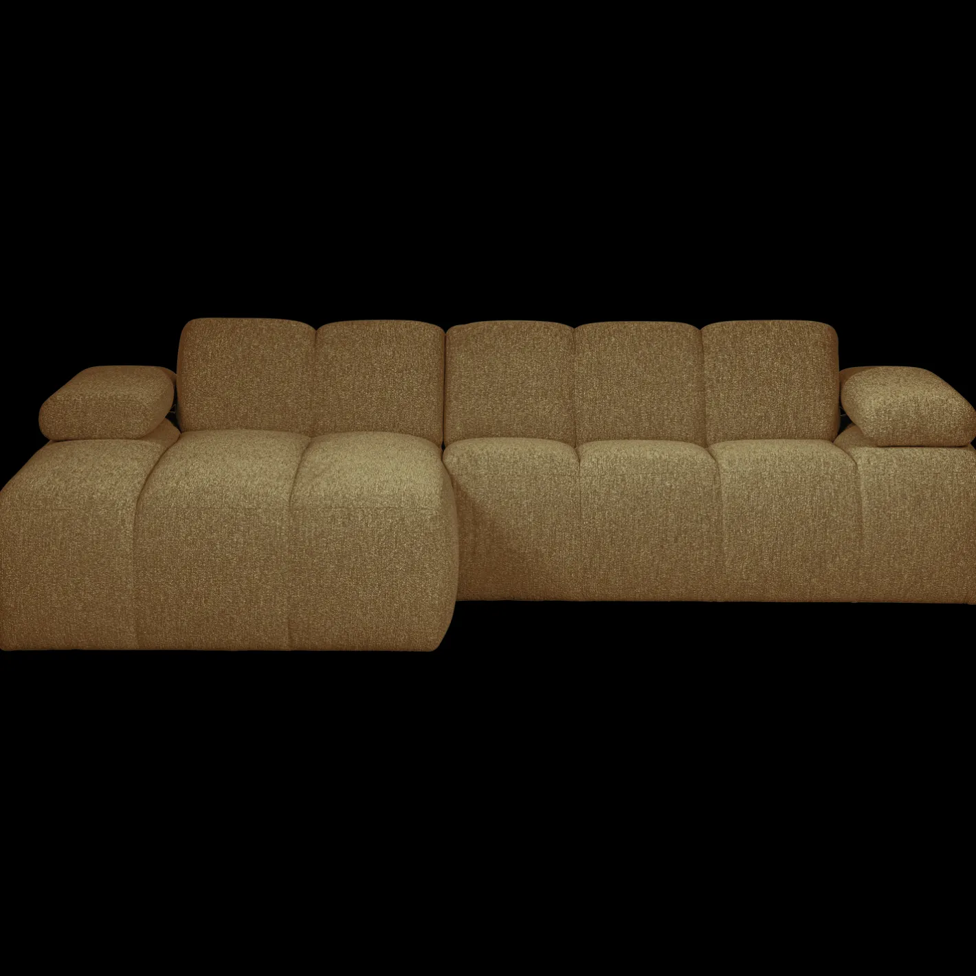 New WOOOD Mojo Bouclé Chaise Longue Bank Yellow, Brown Melange