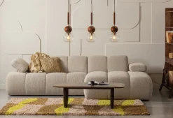 Clearance WOOOD Mojo Bouclé Chaise Longue Bank Beige Melange
