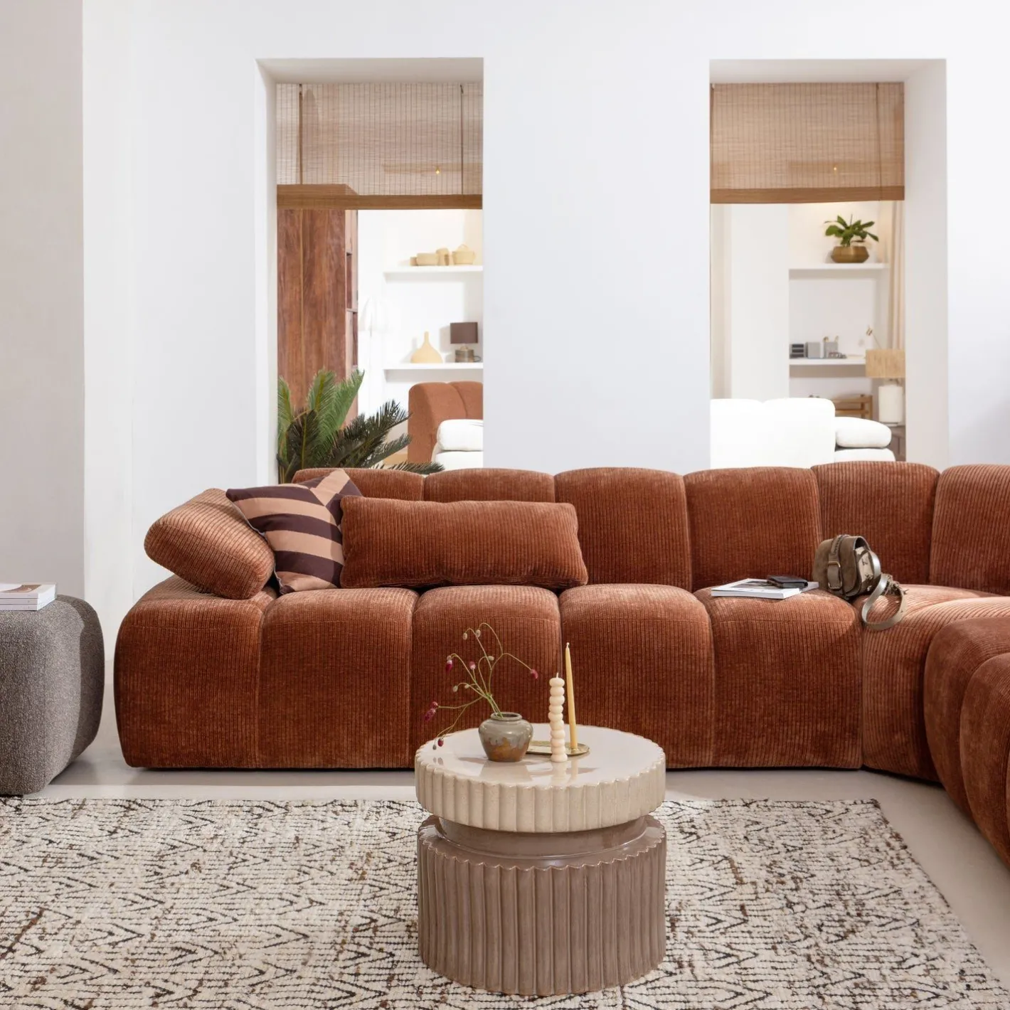 Sale WOOOD Mojo Rib Hoek Elementenbank Rust Brown