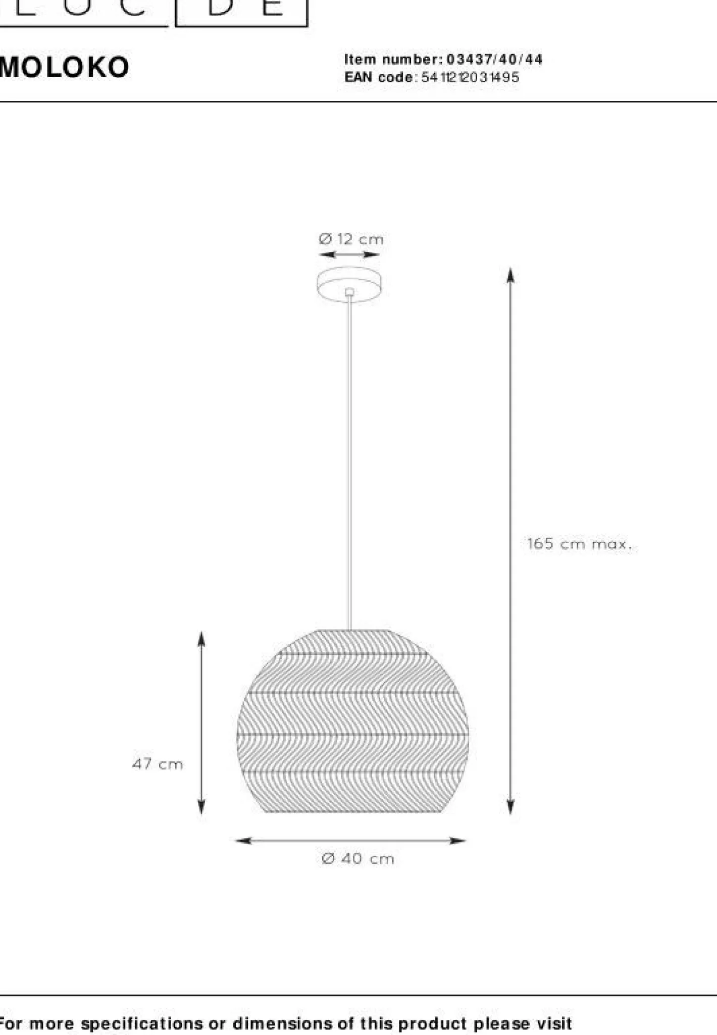 Hot Lucide Moloko Hanglamp Okergeel, Bruin