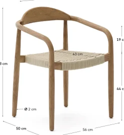 Clearance Kave Home Nina Tuinstoel Naturel, Beige