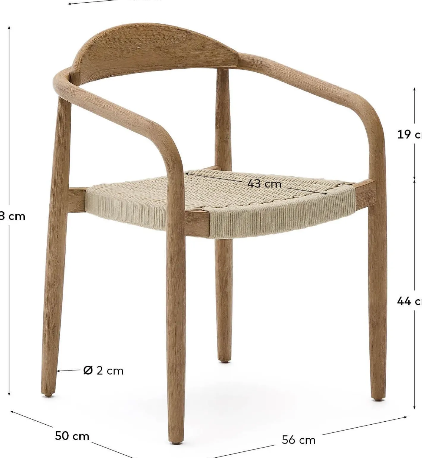 Clearance Kave Home Nina Tuinstoel Naturel, Beige