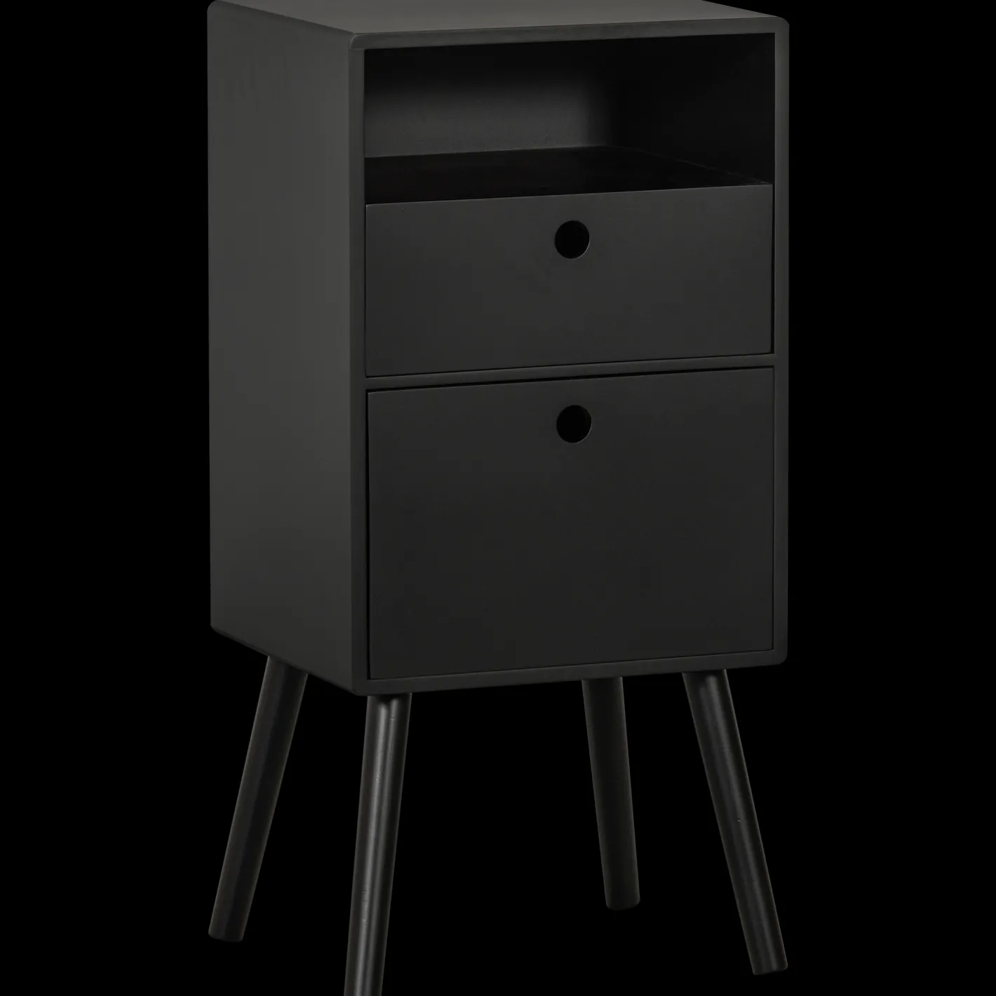 Outlet WOOOD Ozzy Hoog Nachtkastje Black