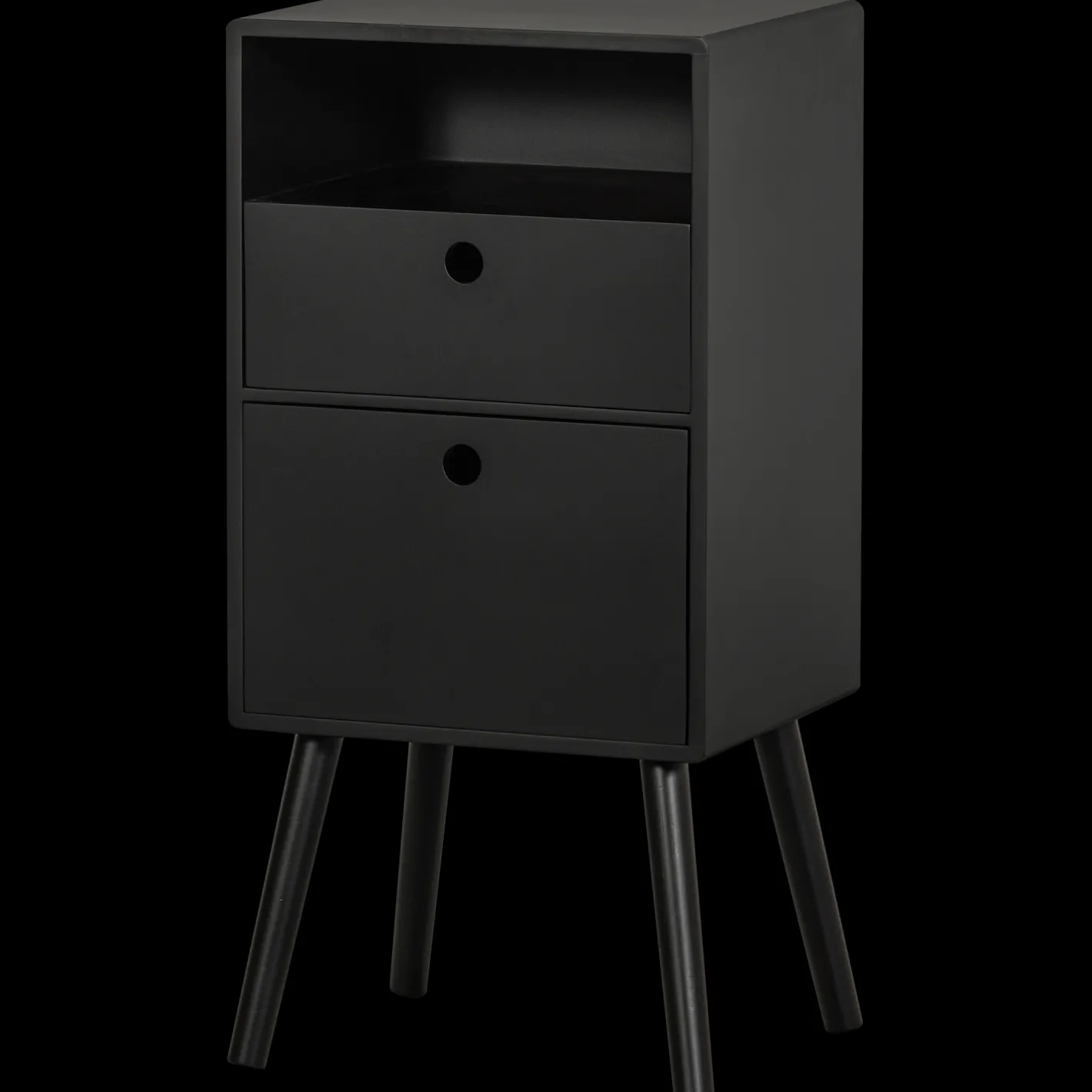 Outlet WOOOD Ozzy Hoog Nachtkastje Black
