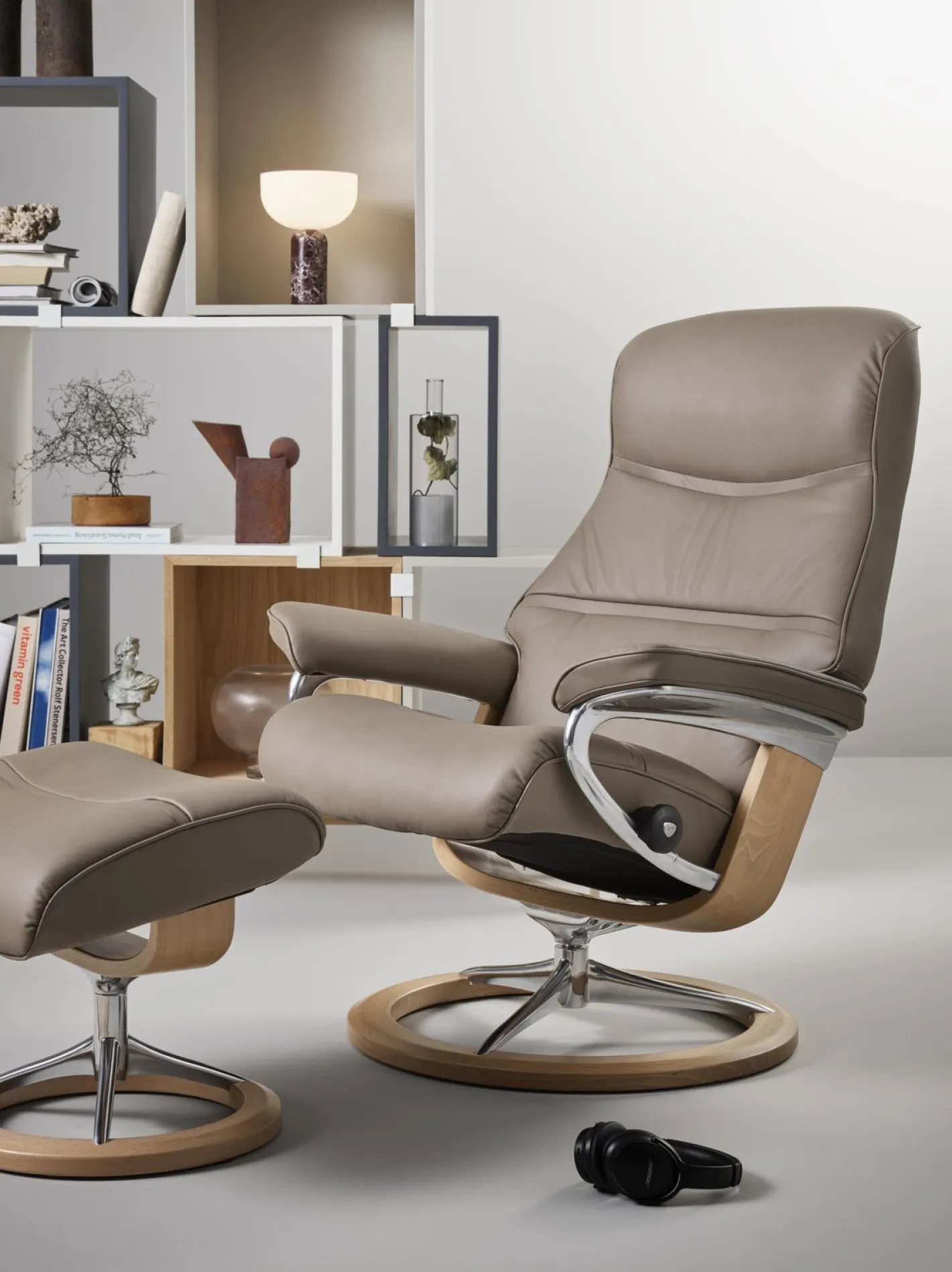Best Stressless Philip M Relaxfauteuil + Hocker Greige