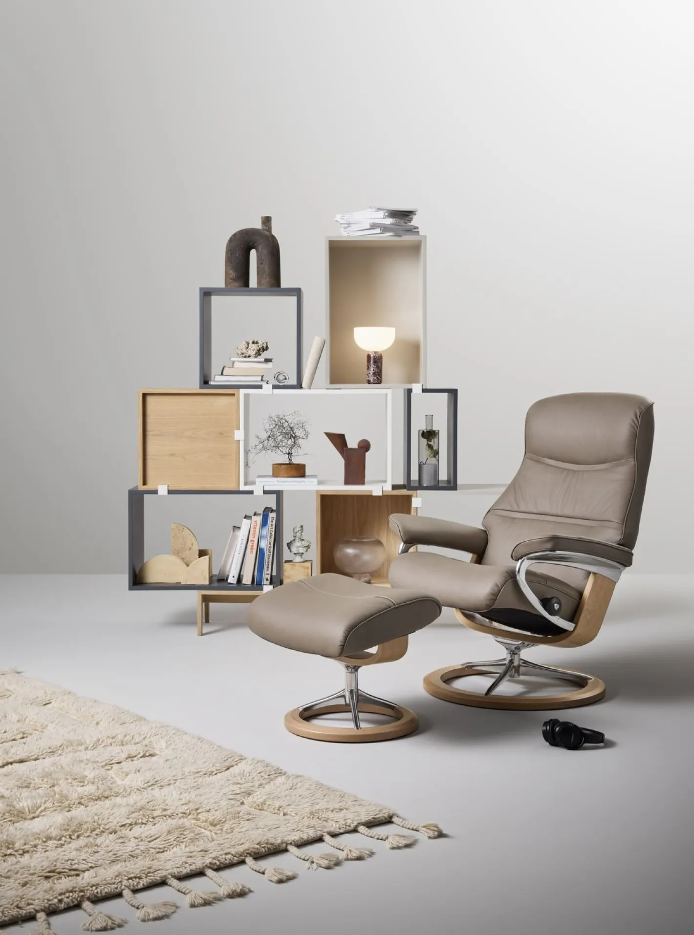 Best Stressless Philip M Relaxfauteuil + Hocker Greige