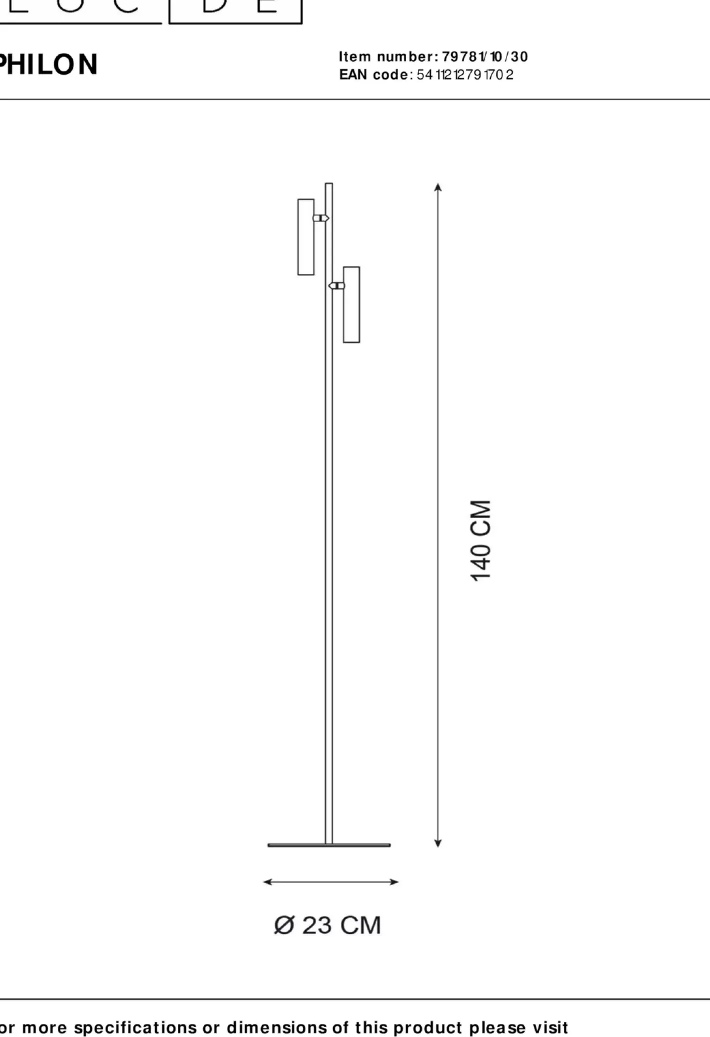 Lucide Philon Vloerlamp Zwart