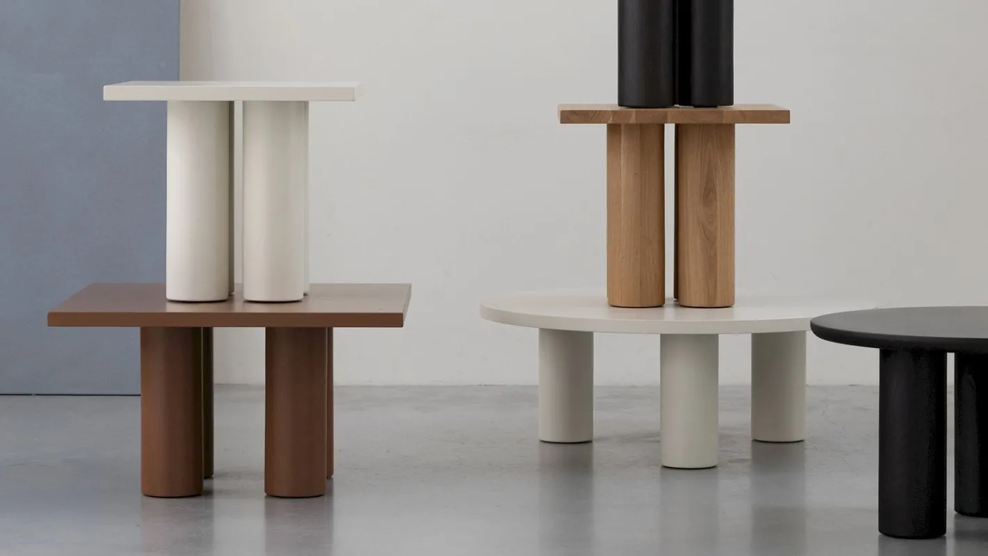 Sale Studio HENK Pillar Rond Salontafel Gerookt Gebeitst