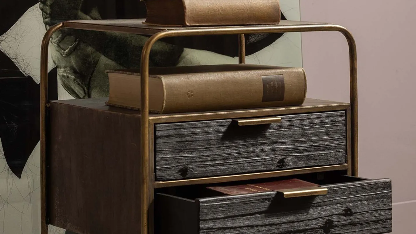 Discount WOOOD Polite Nachtkastje Antique Brass