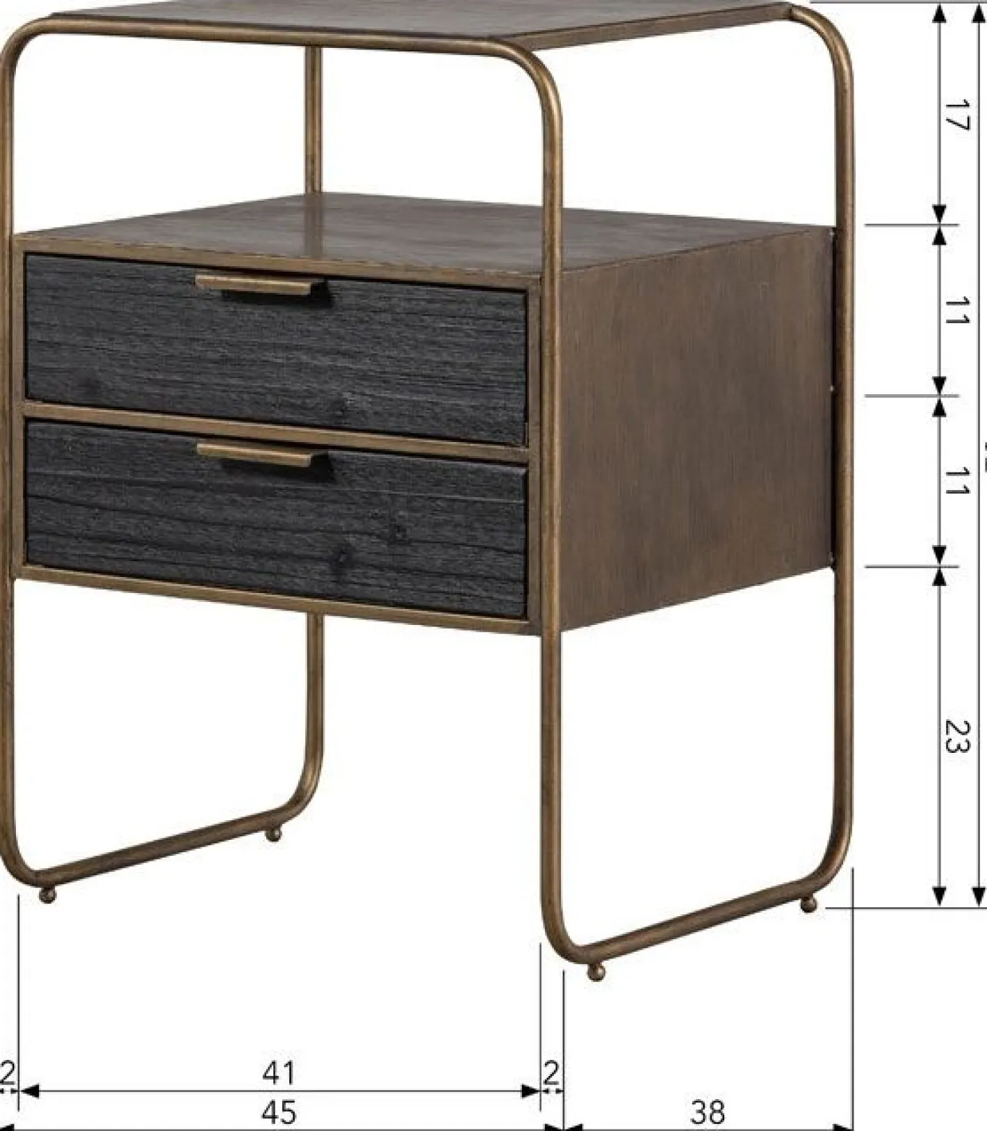 Discount WOOOD Polite Nachtkastje Antique Brass