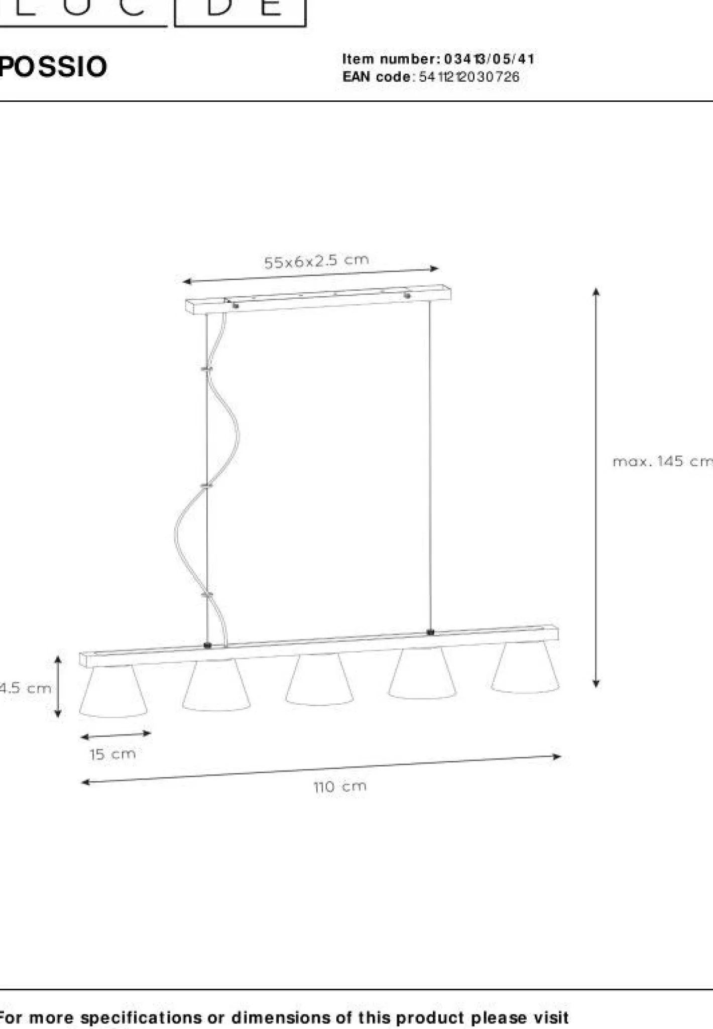 Outlet Lucide Possio Hanglamp Taupe, Naturel