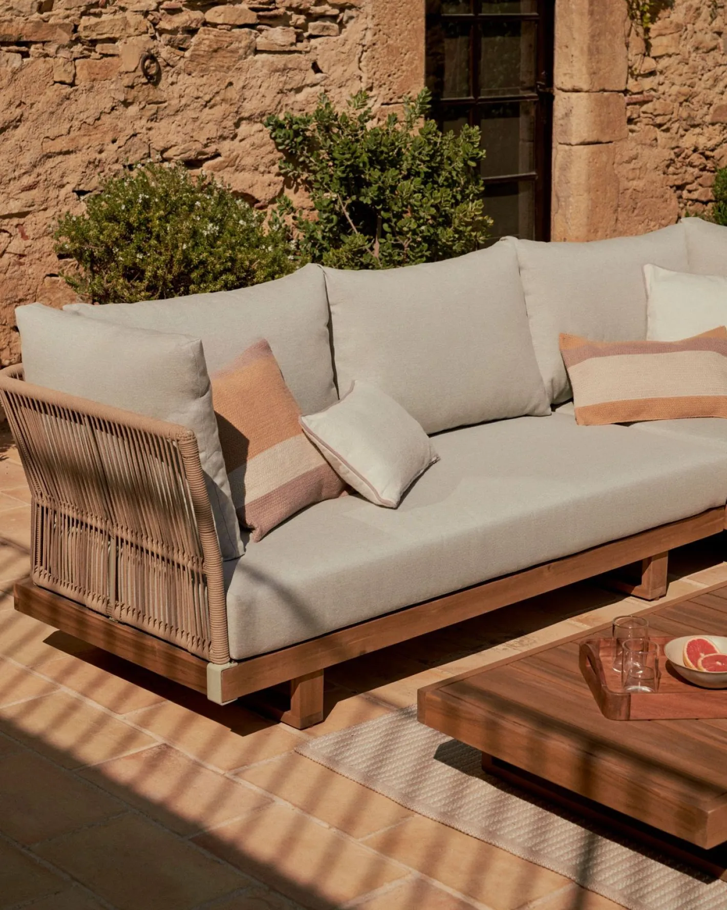 Clearance Kave Home Raco Loungeset Bruin, Grijs