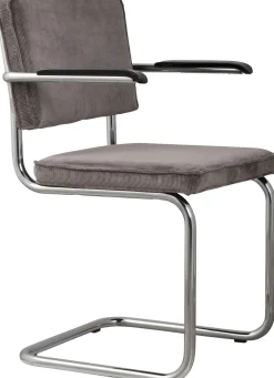 Online Zuiver Ridge Rib (set van 2) Armstoel Grey