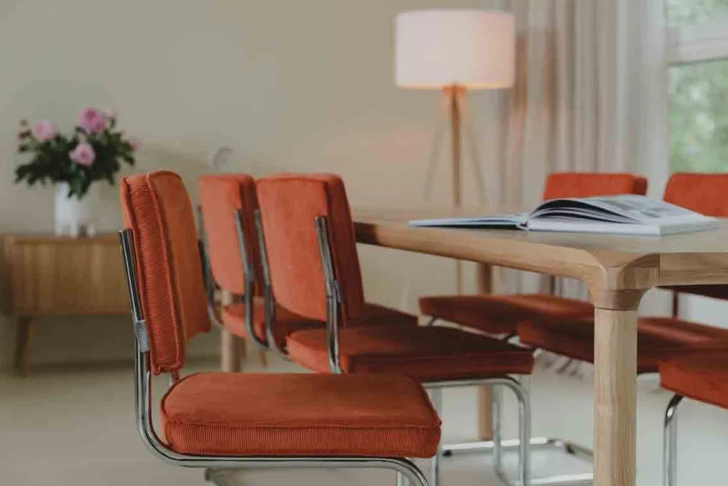 Clearance Zuiver Ridge Rib (set van 2) Eetkamerstoel Orange