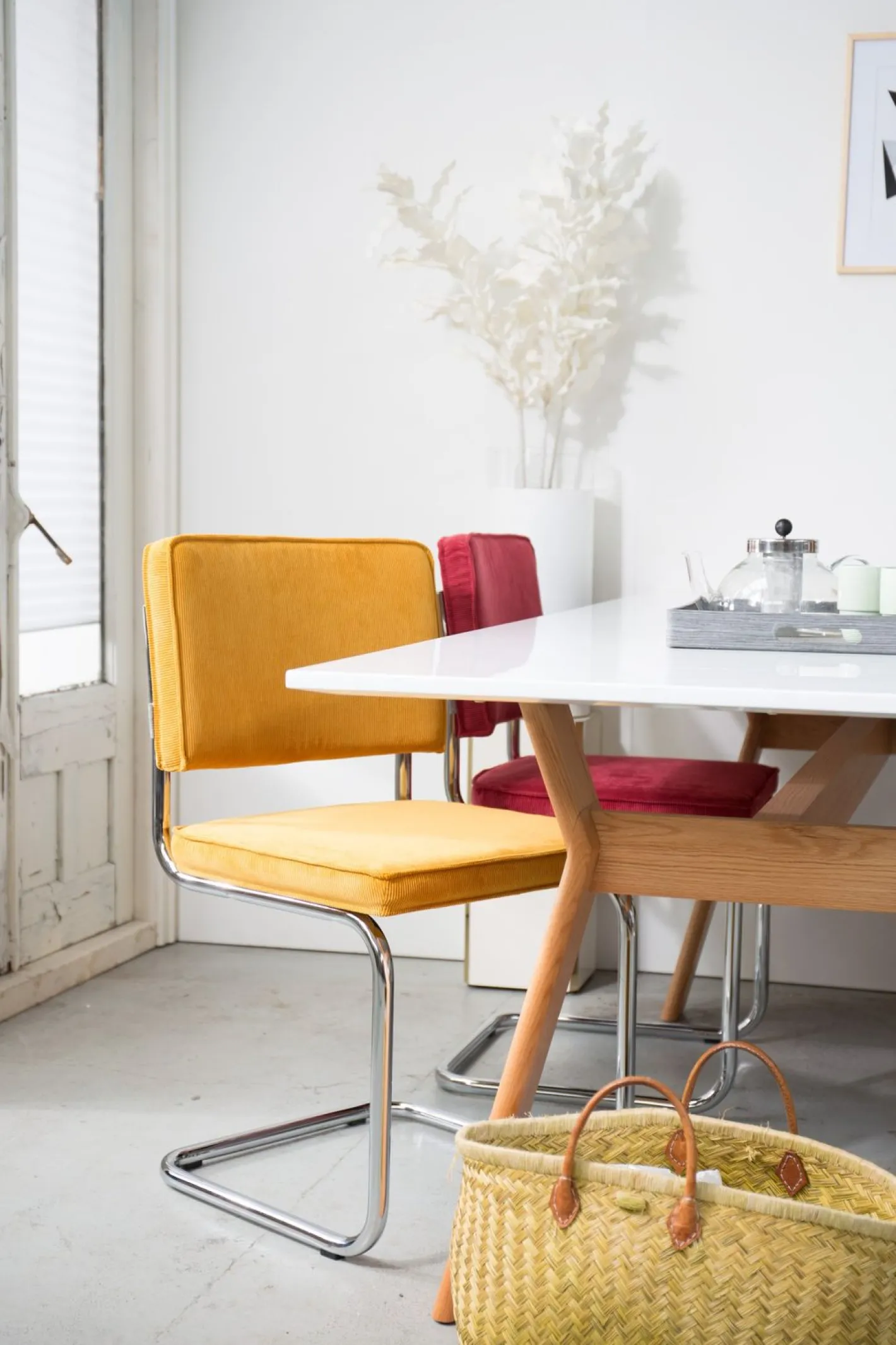 Zuiver Ridge Rib (set van 2) Eetkamerstoel Yellow