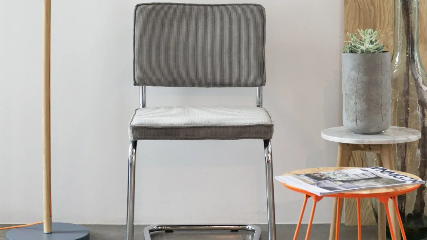 New Zuiver Ridge Rib (set van 2) Eetkamerstoel Grey