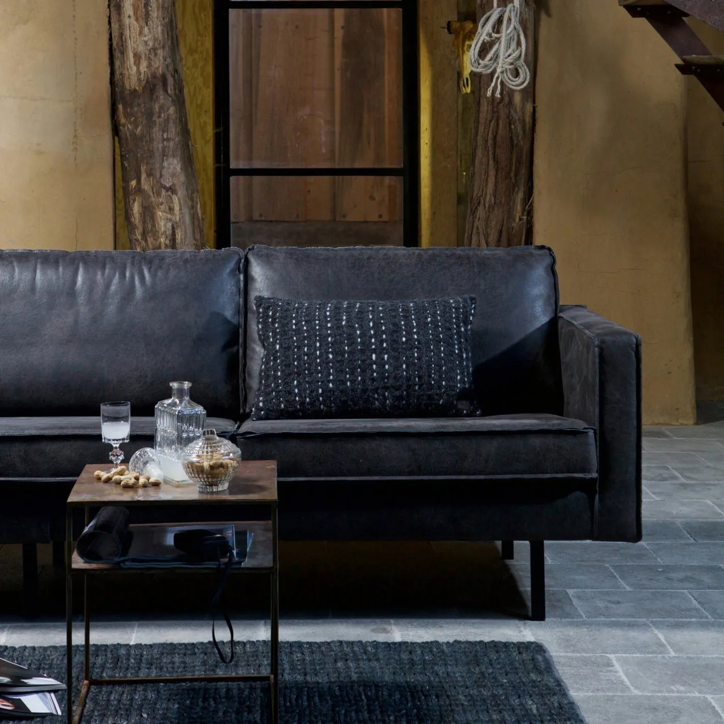 Discount WOOOD Rodeo Links Loungebank Zwart