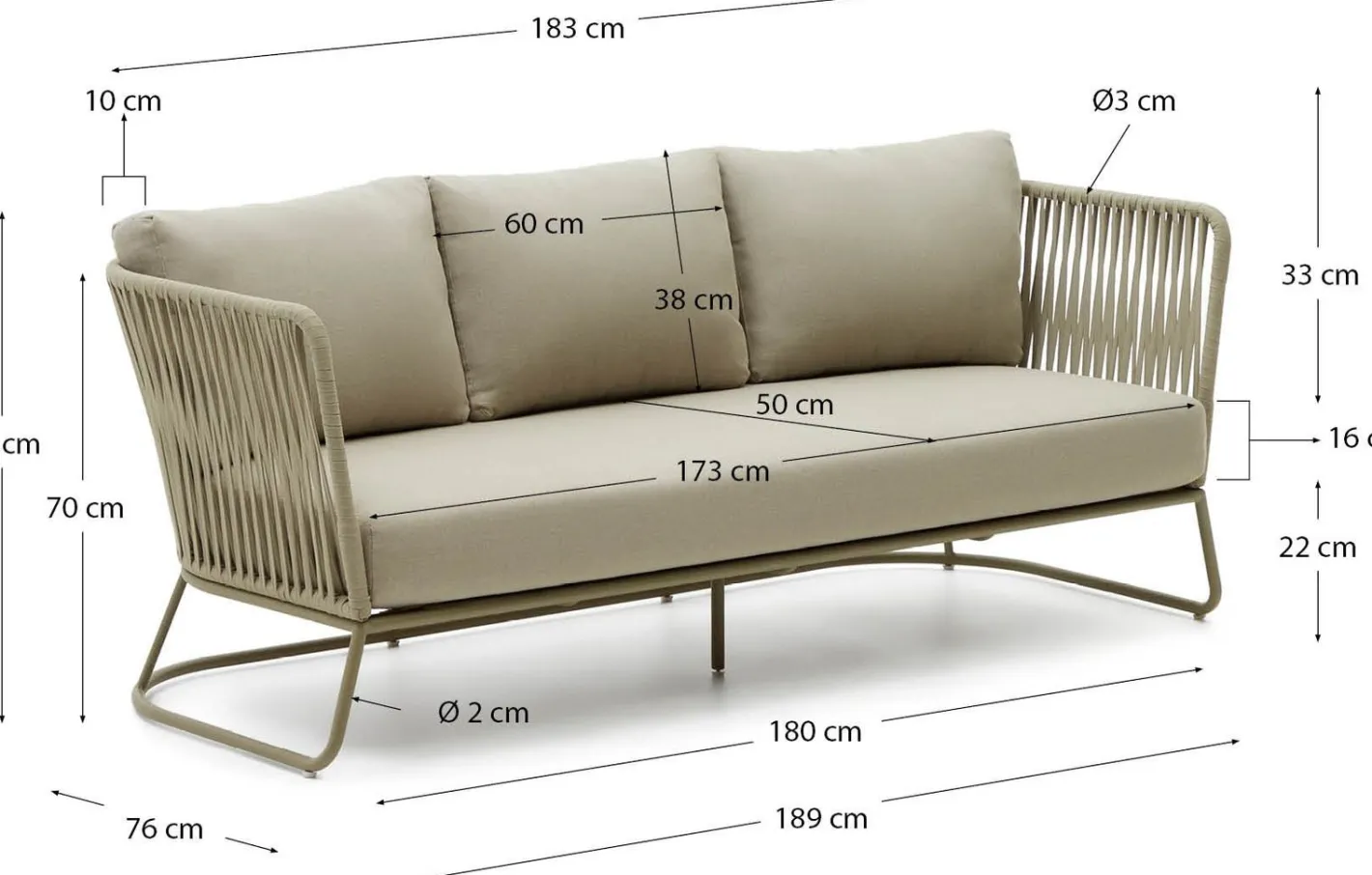 Sale Kave Home Saconca Tuinbank Groen