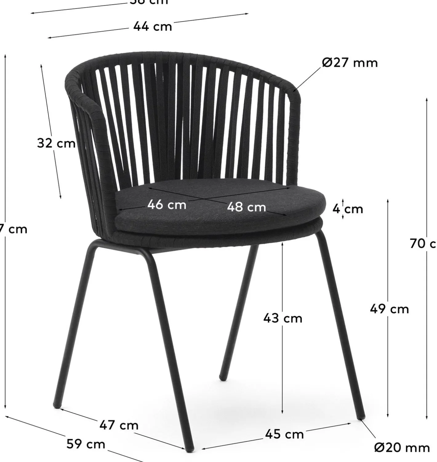 Clearance Kave Home Saconca Tuinstoel Zwart