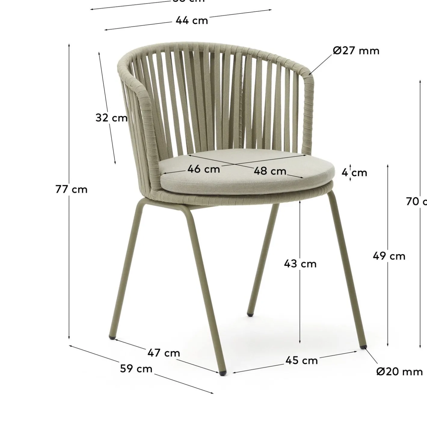 Kave Home Saconca Tuinstoel Groen