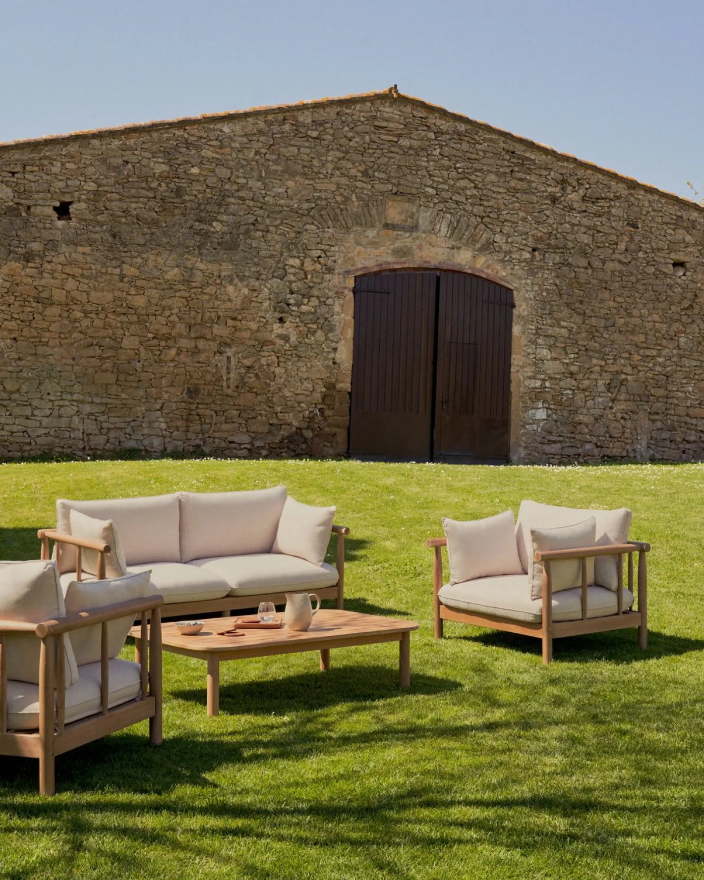 Best Kave Home Sacova Outdoor 2-Zitsbank Naturel, Beige
