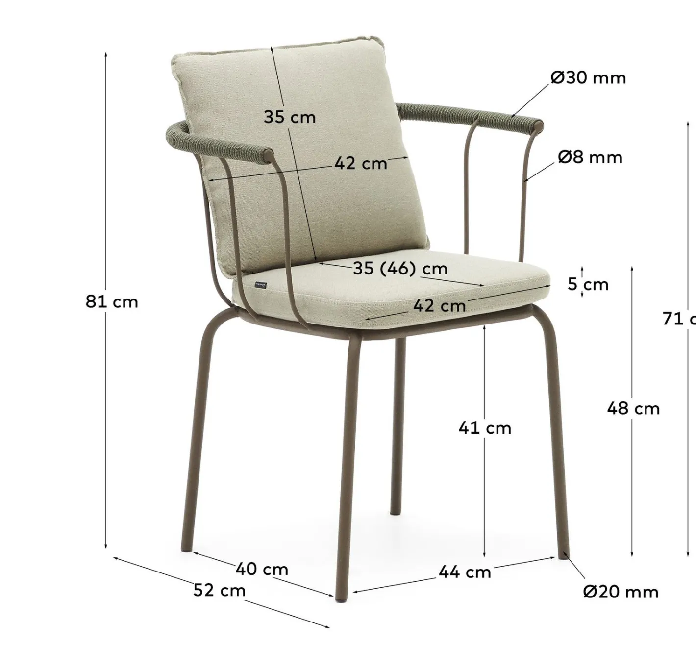 Hot Kave Home Salguer Tuinstoel Groen, Naturel