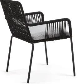 Outlet Kave Home Samt Tuinstoel Zwart