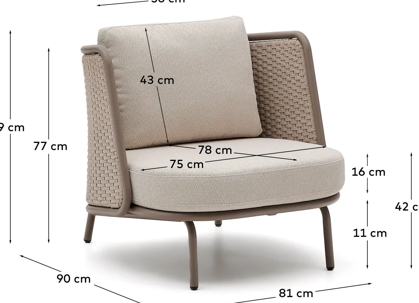 Discount Kave Home Sedalis Outdoor Fauteuil Taupe, Beige