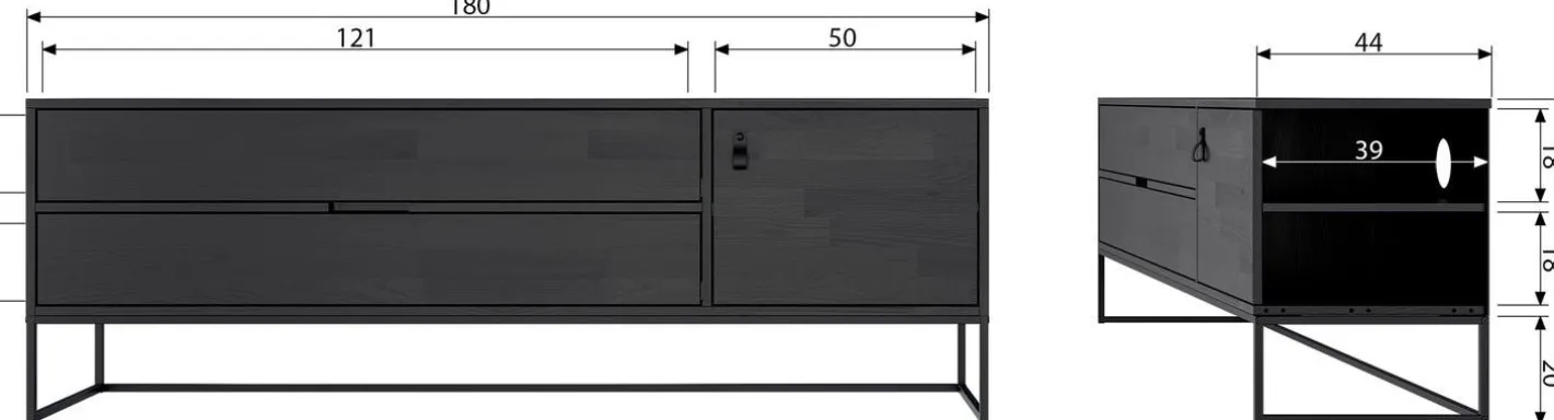 Clearance WOOOD Silas Breed Tv-meubel Black Night
