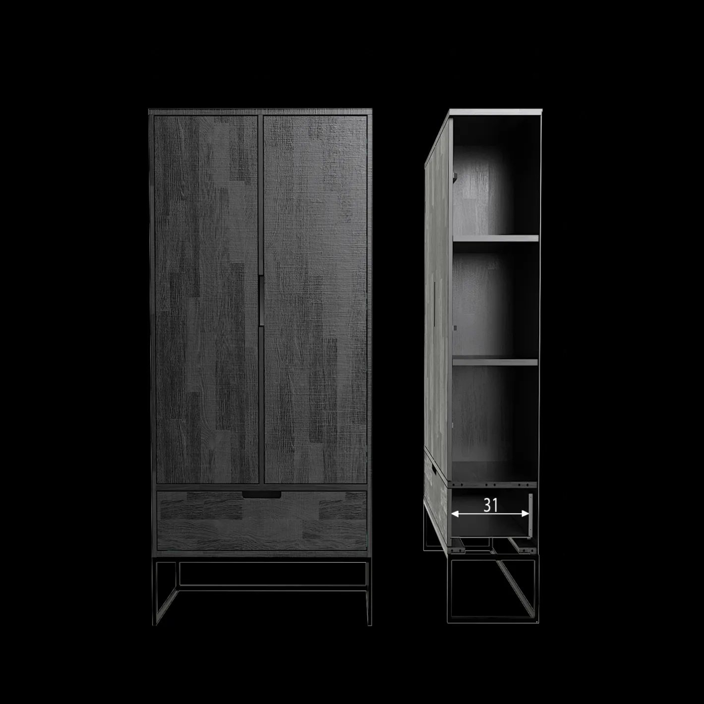 New WOOOD Silas Opbergkast Black Night