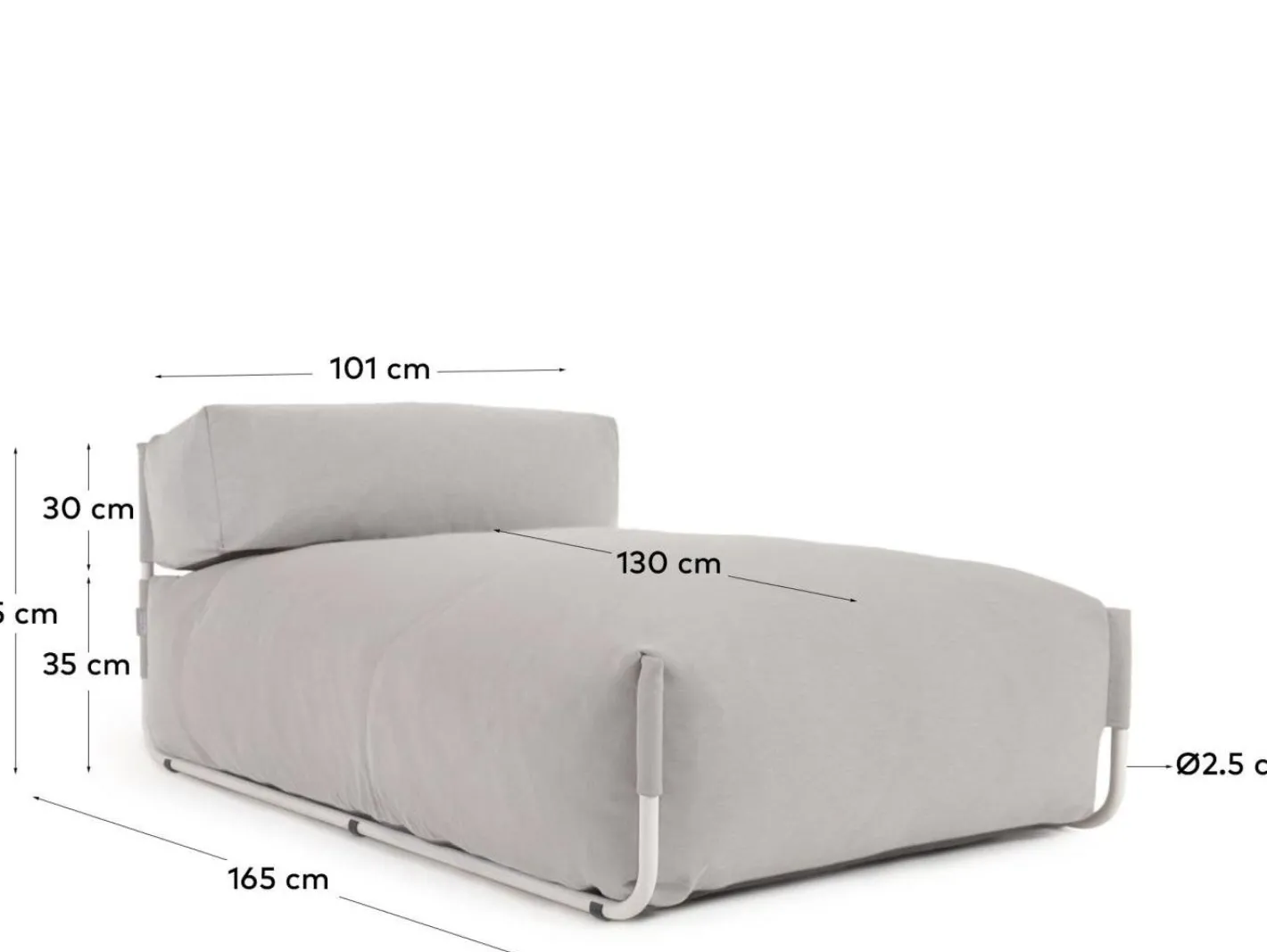 New Kave Home Square Outdoor Chaise Longue Grijs