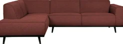 Best WOOOD Statement Bouclé Links Hoekbank Chestnut