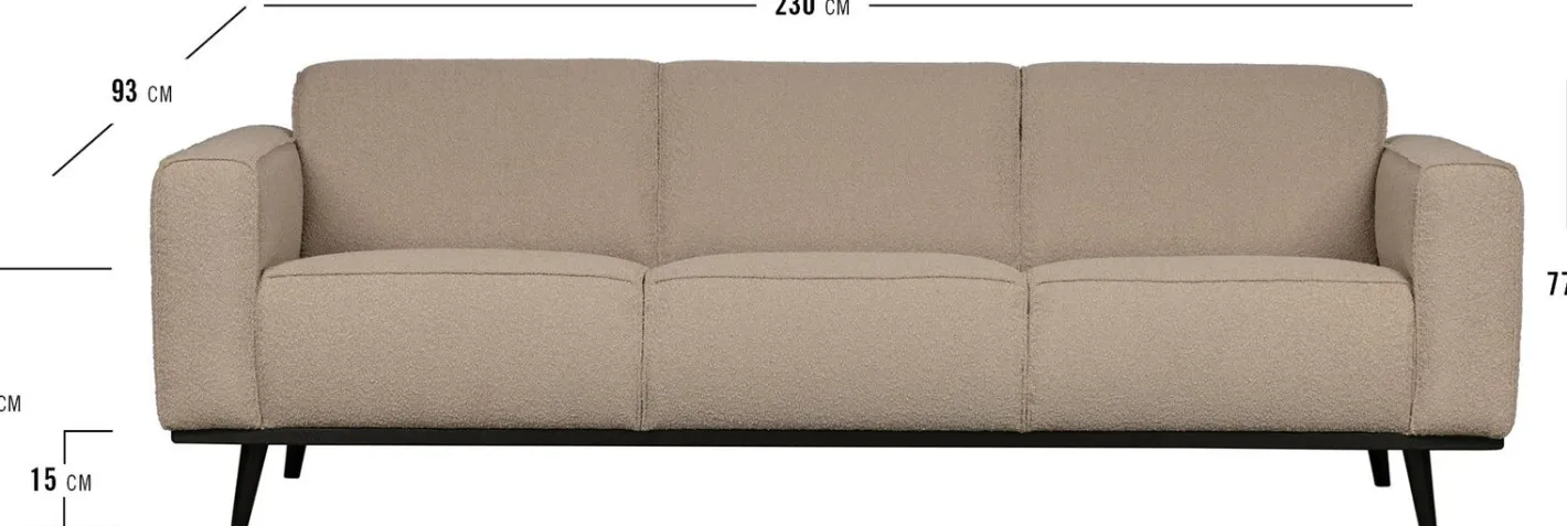 Outlet WOOOD Statement Bouclé 3-Zitsbank Beige