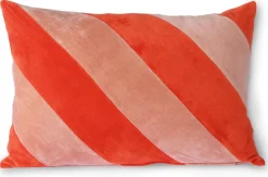 Online HKLIVING Striped Velvet Koraal Sierkussen Rood, Roze