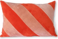 Online HKLIVING Striped Velvet Koraal Sierkussen Rood, Roze