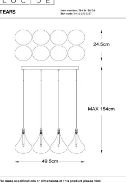 Online Lucide Tears Hanglamp Zwart