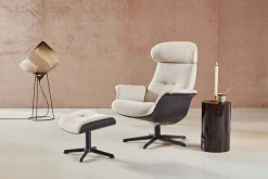 New Eijerkamp Collectie Time-Out Beige Relaxfauteuil + Hocker Beige, Black