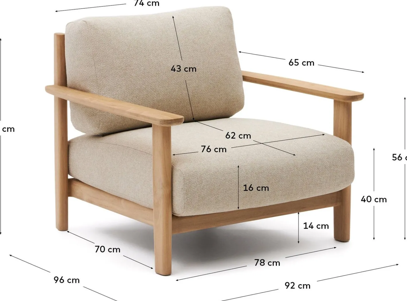 Best Kave Home Tirant Outdoor Fauteuil Naturel, Beige