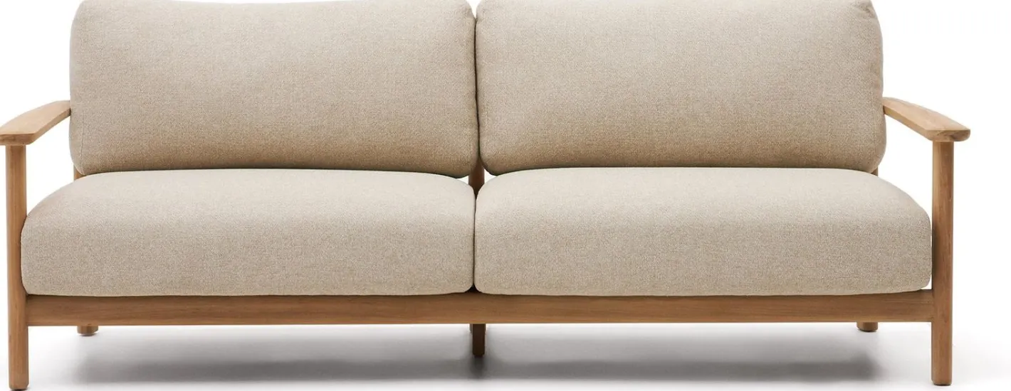 New Kave Home Tirant Outdoor 3-Zitsbank Naturel, Beige
